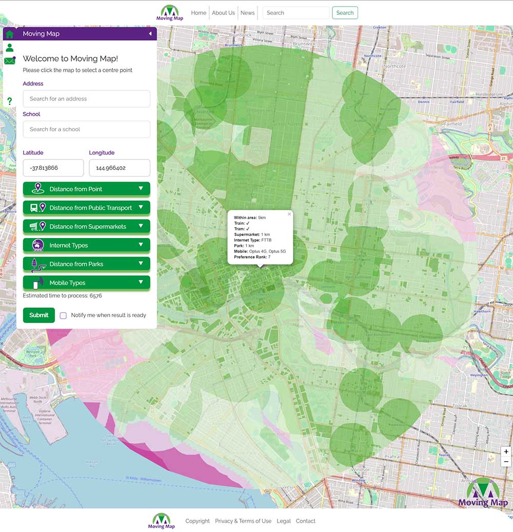 Beta version of Moving Map